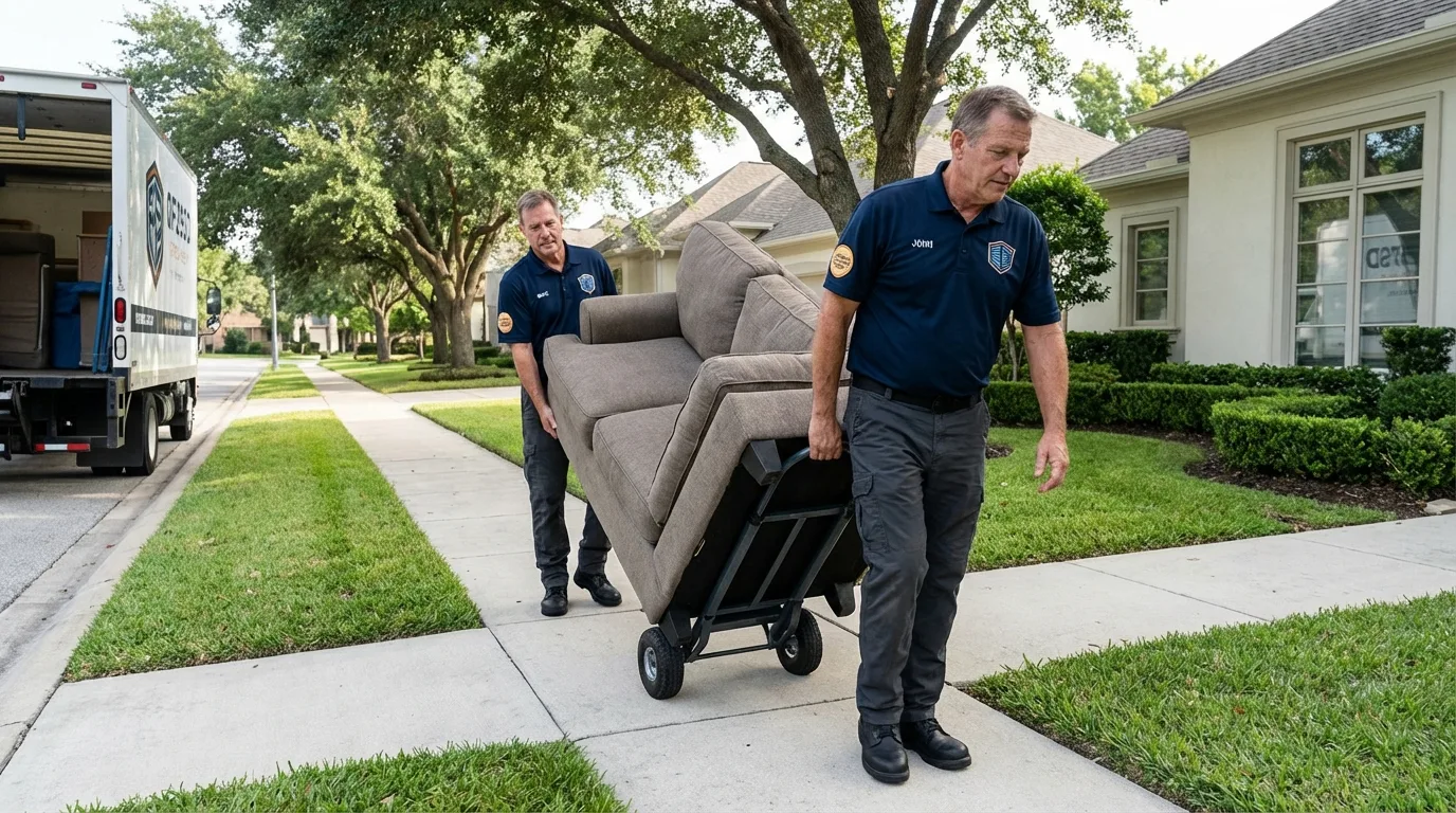Local residential moving crew loading furniture in Wapakoneta, OH